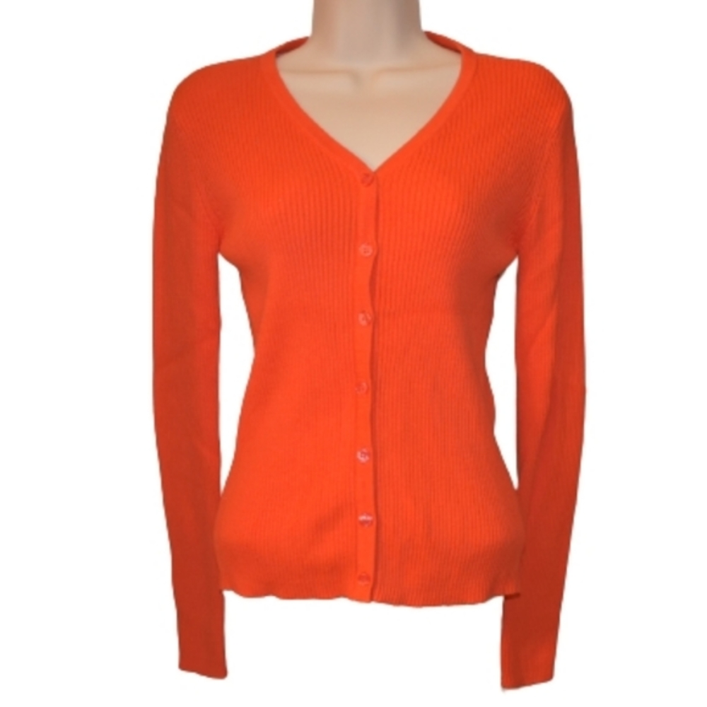 Copper Key Button Front Cardigan Sweater‎ Orange S